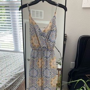 Gold, white and blue maxi dress